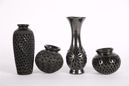 Collection of Barro Negro Pottery Vases
