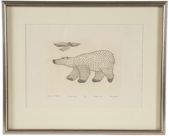 Kenojuak Ashevak, "Bear and Bird" Engraving