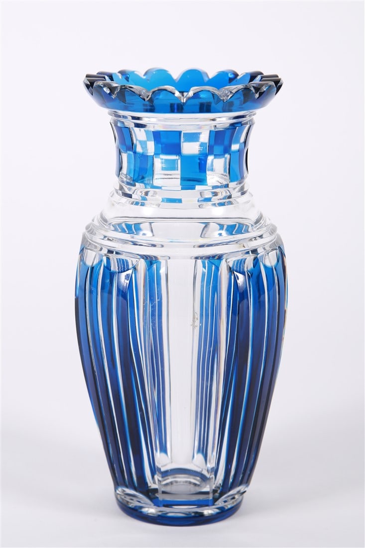 Blue and Clear Crystal Vase (1 of 4)