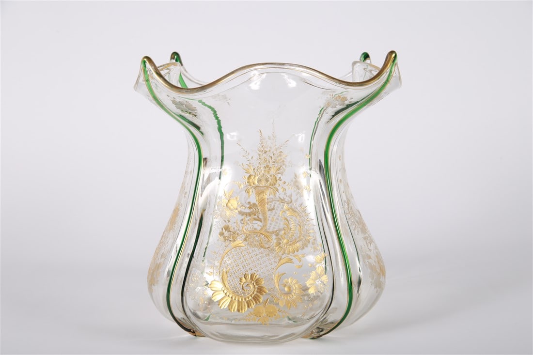 Bohemian Etched Glass Floriform Vase (1 of 5)