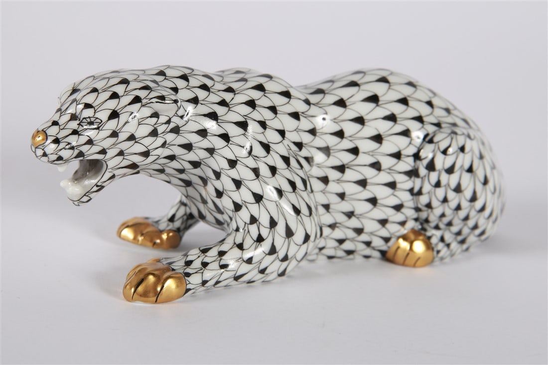 Herend, Porcelain Black Fishnet Panther (1 of 5)