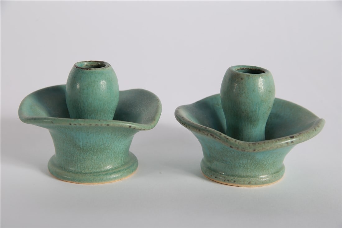 Pewabic, Pair of Ceramic Candle Holders (1 of 3)