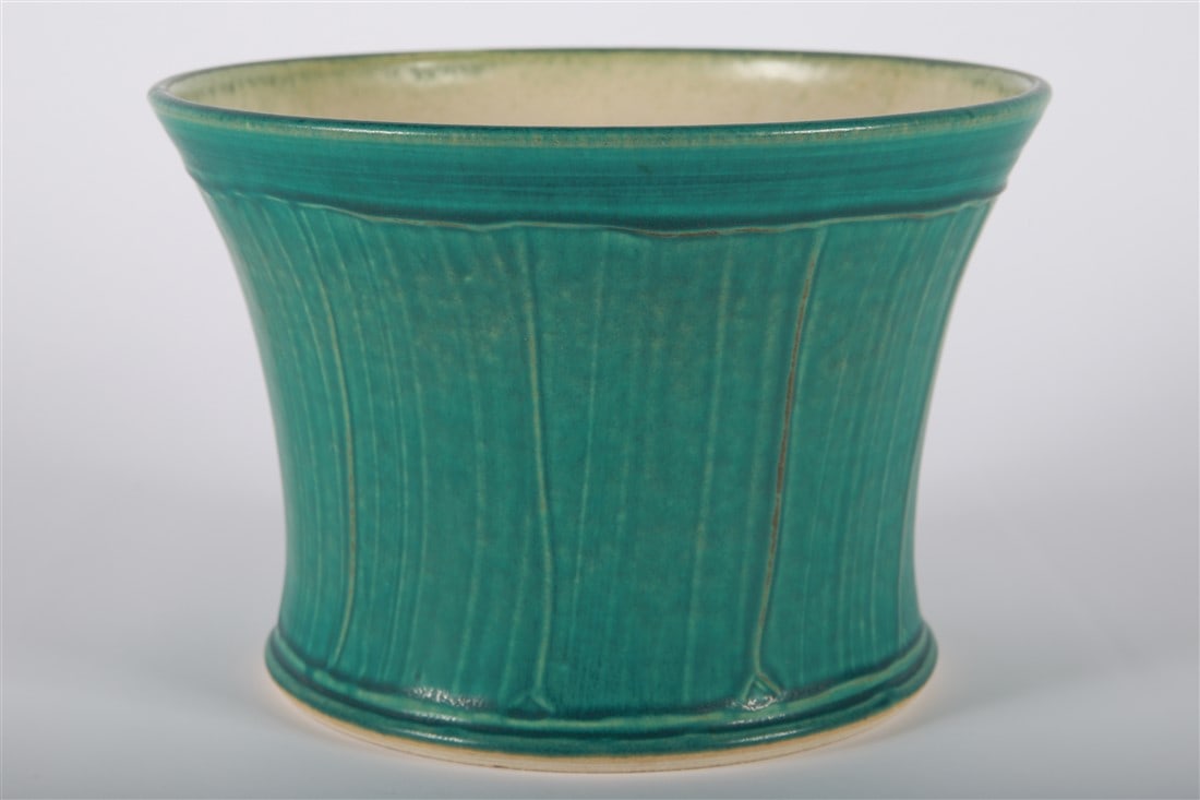 Pewabic, Blue/Green Ceramic Planter: Pewabic Pottery (American, established 1903). Ceramic. Height: 7", Diameter: 10". Blue/green ceramic Pewabic planter. Marked "Pewabic" at bottom.