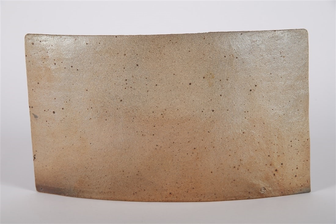 Joanna Constantinidis, Pocket Vase: Joanna Constantinidis (English, 1927-2000). Stoneware. Height: 7 1/4", Length: 12". Glazed stoneware wave-form vase with pocket by English potter Joanna Constantinidis. Earth tones with speckled finis