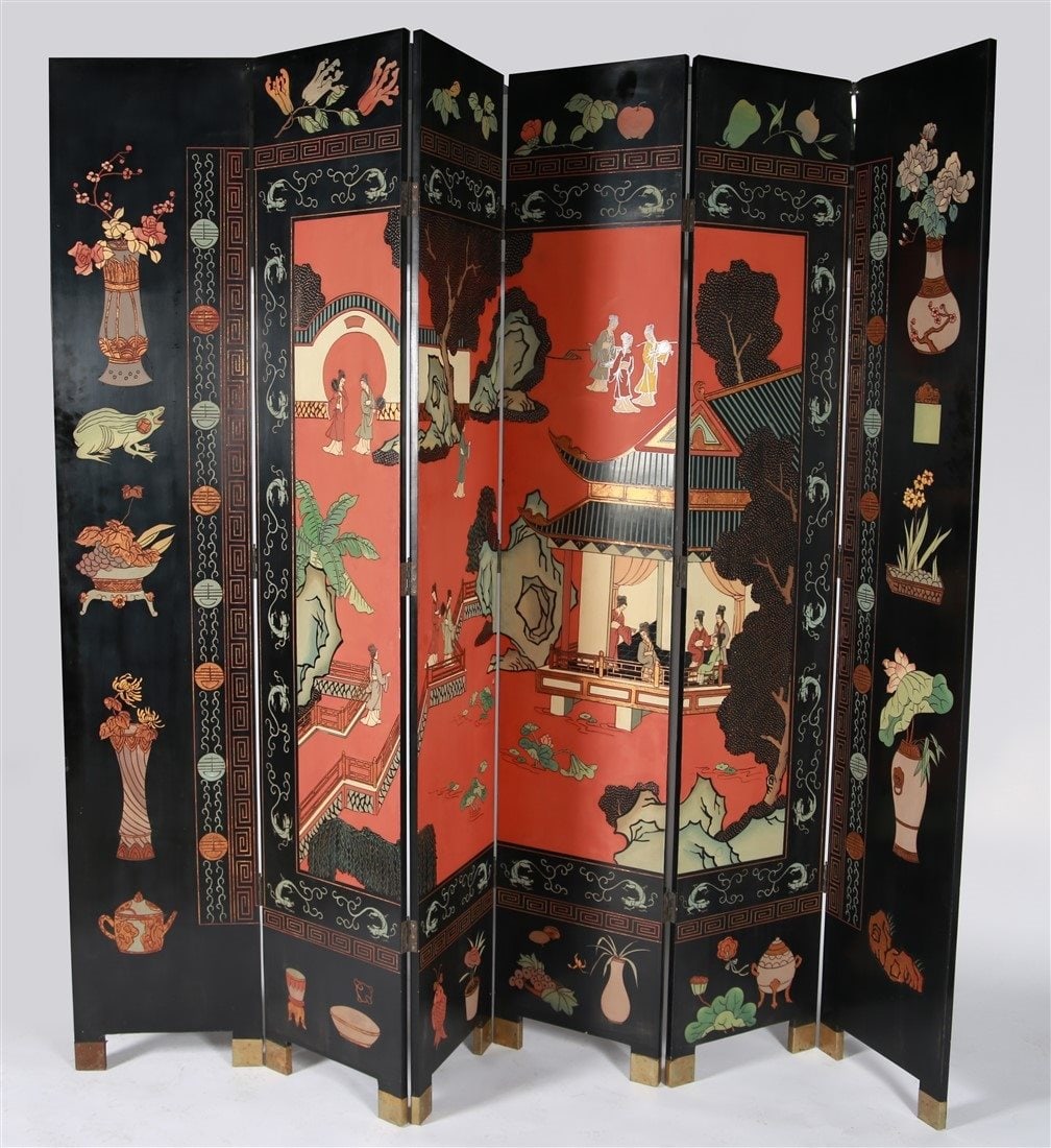 Black Six-Panel Chinese Screen (1 of 11)