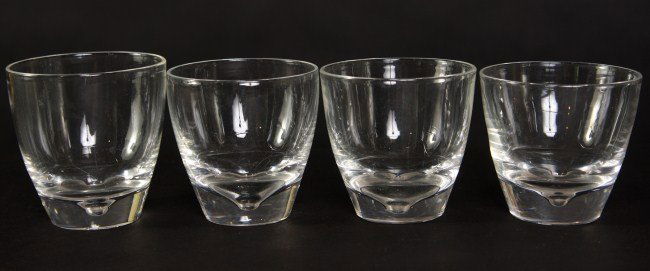 Group of Four Steuben Low Balls, 20th C. American: Group of four Steuben low balls. American, 20th century. All signed. Height 3 1/2" and 3 1/4". Condition: The bottoms are scratched.