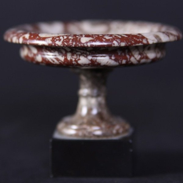 Porphyry Carved Tazza, Late 19th, Early 20th C.: Porphyry carved tazza. Continental, late 19th, early 20th century. Height 2 1/4", diameter 2 3/4". Condition: The edge on the underside is chipped.