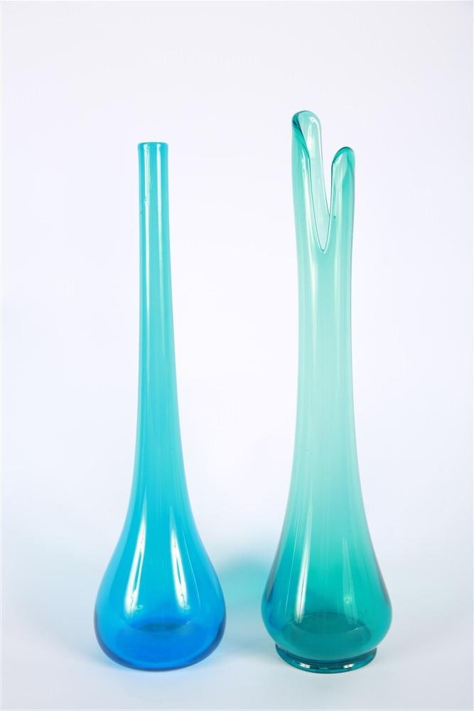 Two Mid-Century Blue Glass Vases (1 of 2)