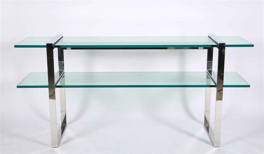 Modernist Chrome and Glass Console Table (1 of 5)