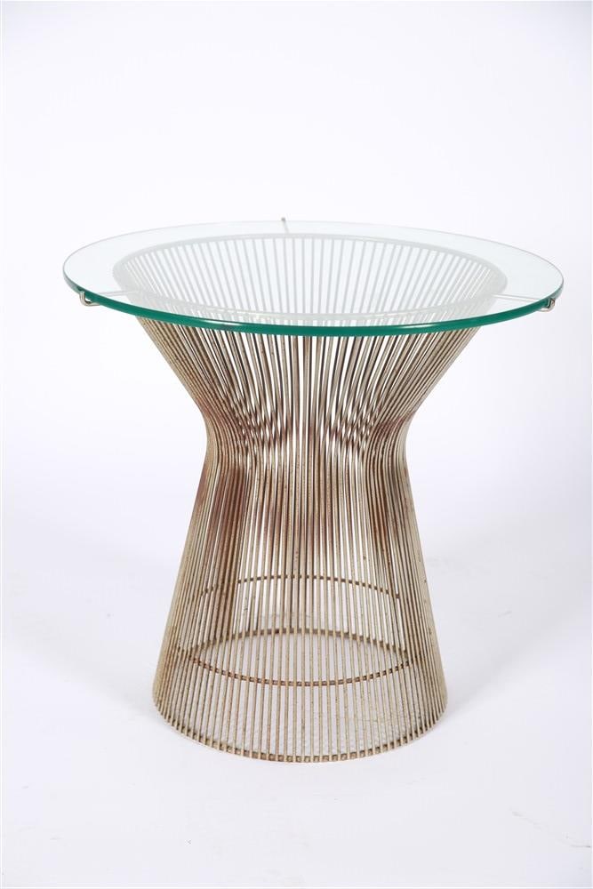 Platner for Knoll Style Metal and Glass Side Table (1 of 4)