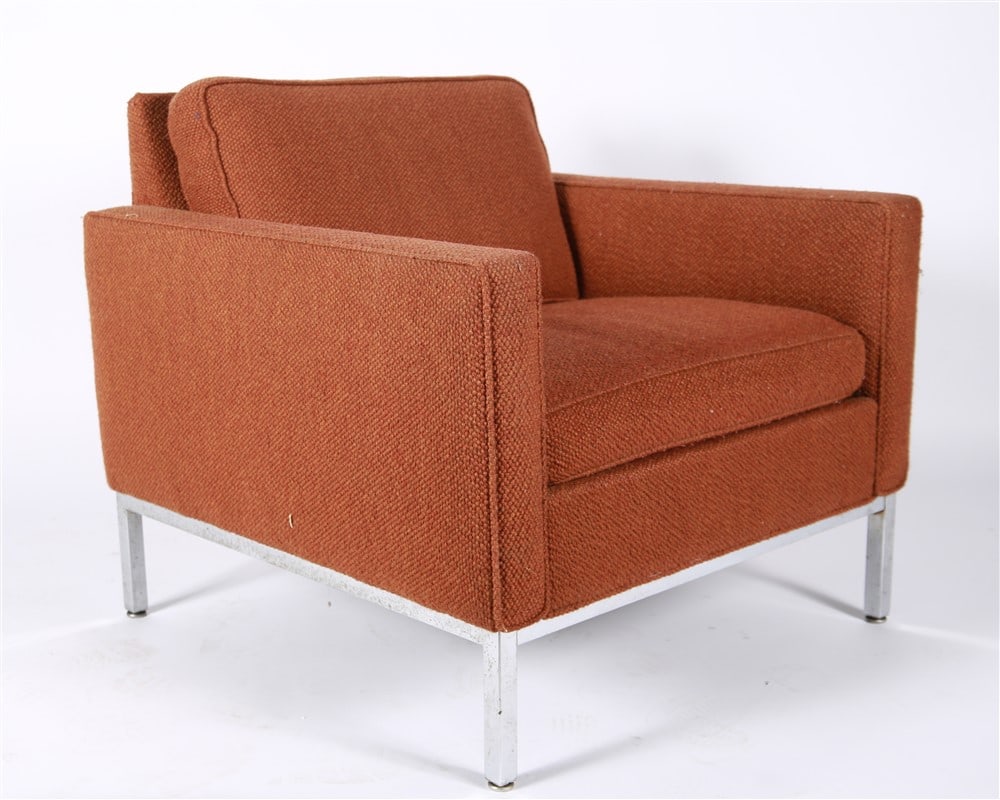 Style of Knoll, Orange Upholstered Club Chair (1 of 5)