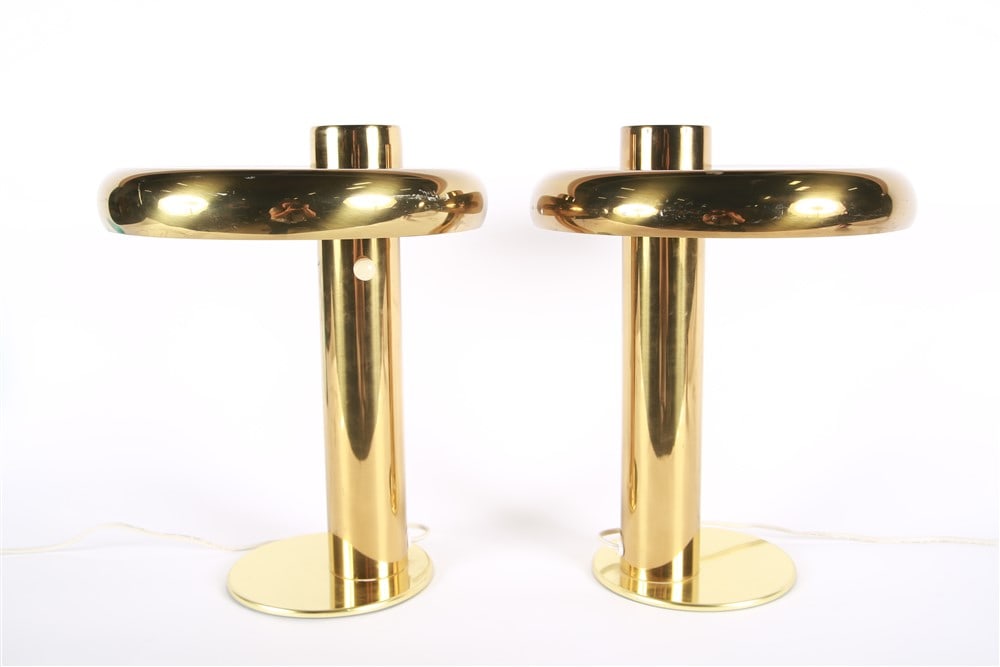 Laurel, Pair of Offset Brass Lamps (1 of 6)