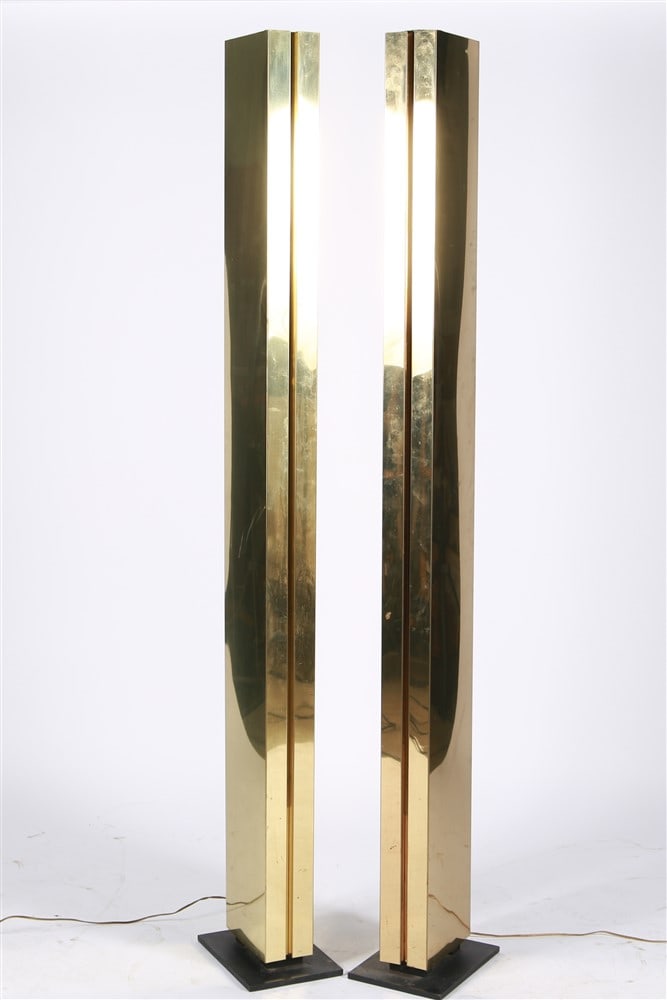 Casella, Pair of Brass "Skyscraper" Floor Lamps (1 of 6)