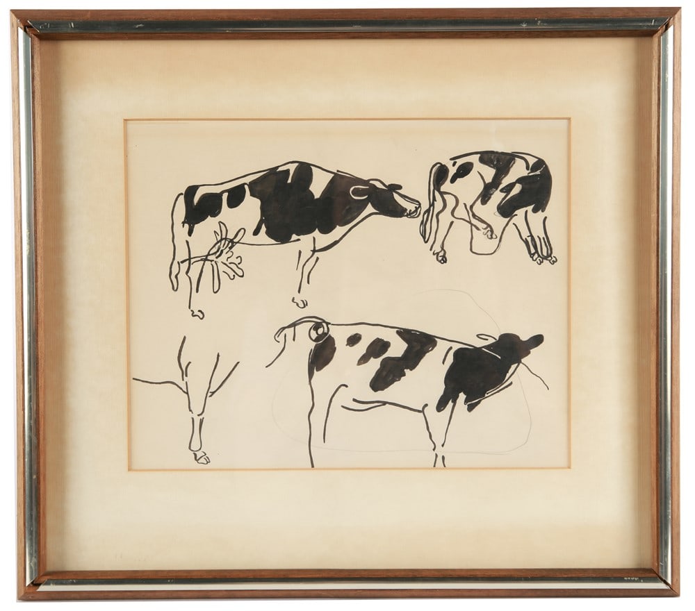 Charles Culver (American), Ink Cow Sketch (1 of 4)