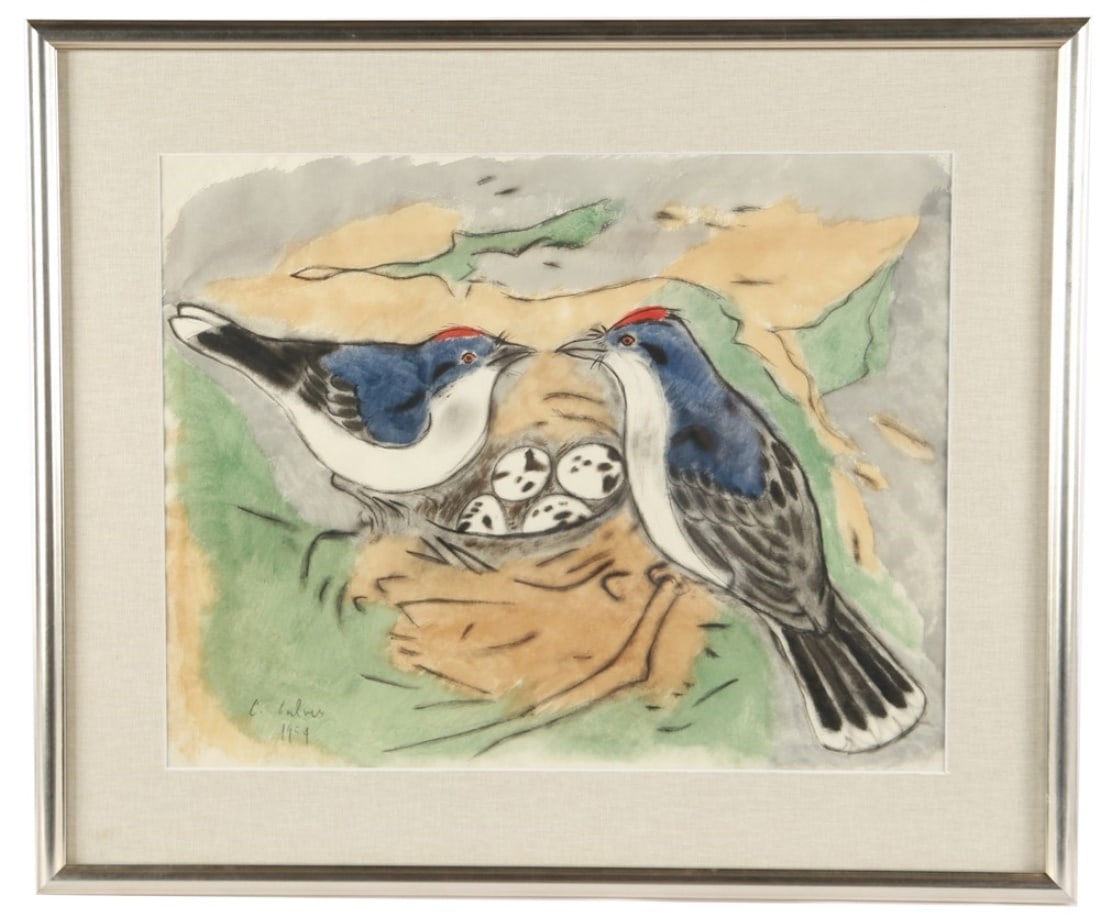 Charles Culver (American), Two Birds Watercolor (1 of 5)