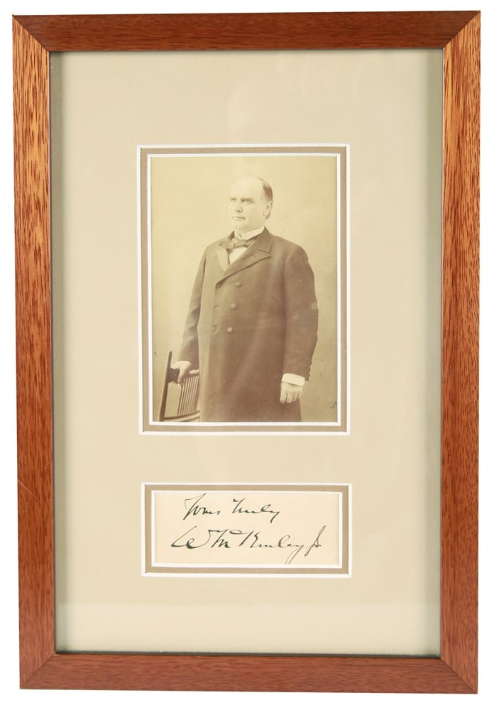 William McKinley Signature and Framed Photo: William McKinley (American, 1843-1901). Photo, signature. Frame: 13 3/8" x 9". Sight: 8 1/4" x 4 1/4". Framed photo and signature of William McKinley, the 25th President of the United States. Framed i