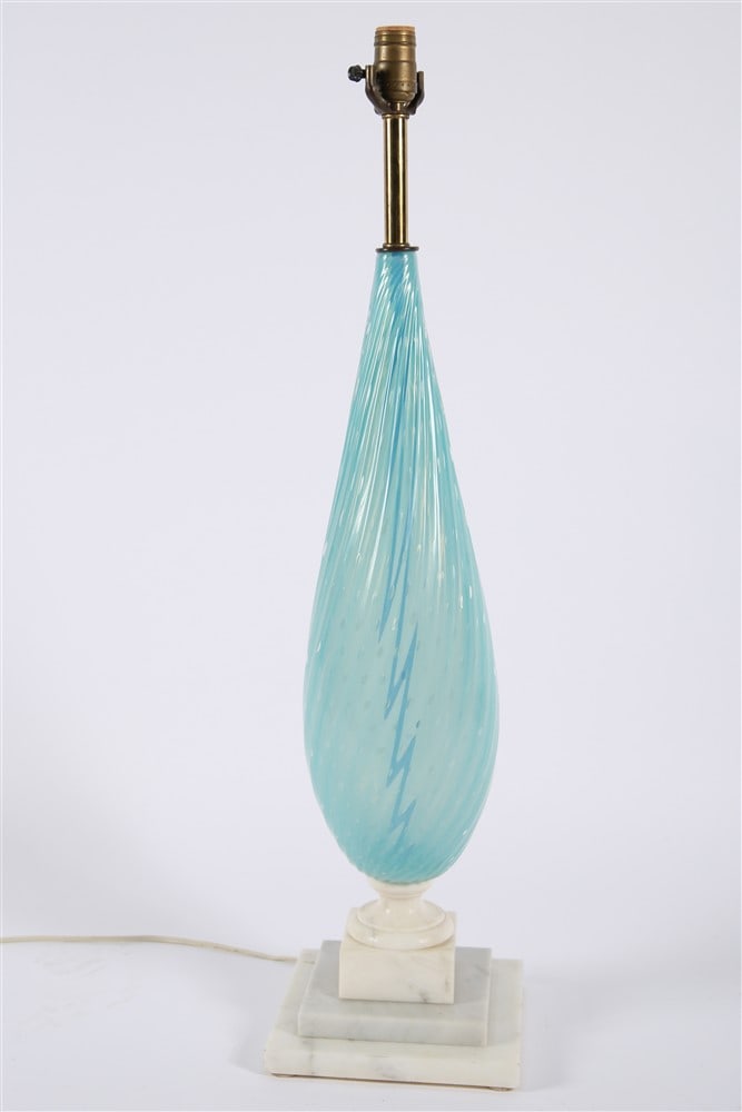 Murano Blue Opaline Glass Table Lamp (1 of 3)