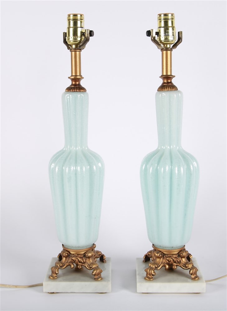 Pair of Powder Blue Murano Glass Lamps (1 of 4)