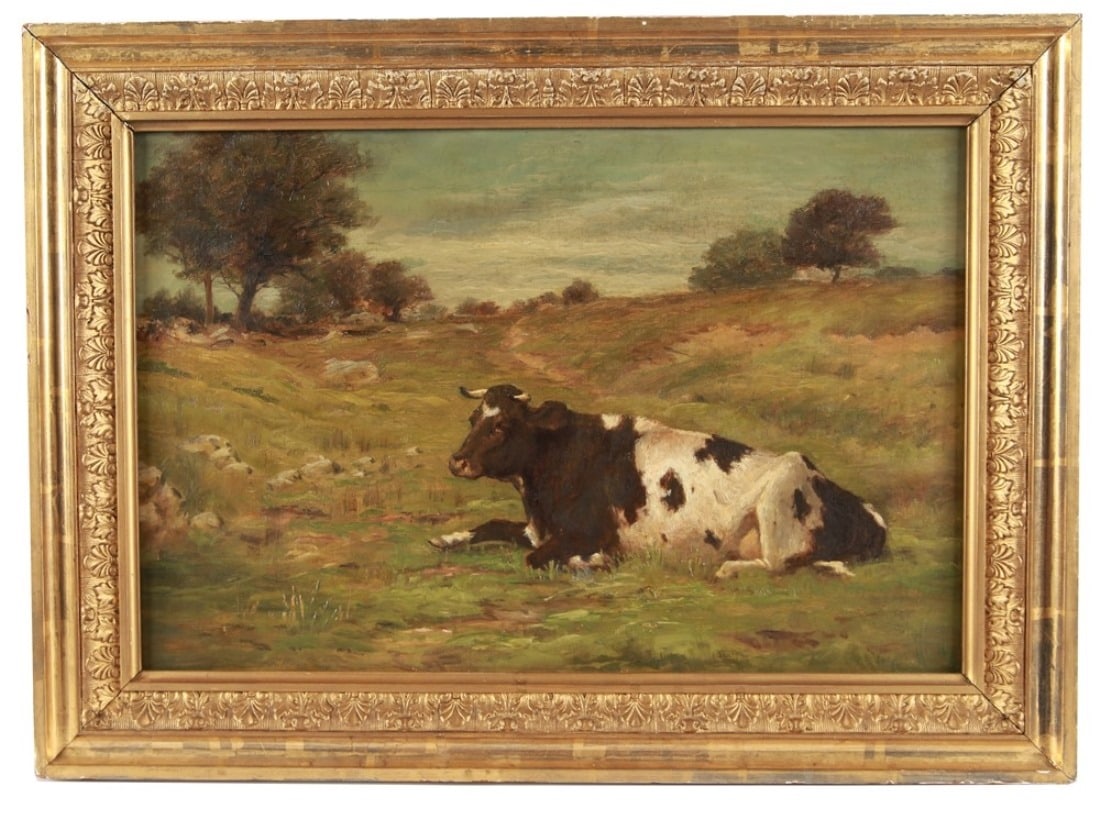 Harriet Otis Emerson, Oil on Canvas Cow in a Field (1 of 5)