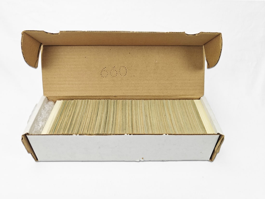 600+ 1965 Topps Sleeved Baseball Cards in Box: Over 600 Topps baseball cards, and 32 complete puzzle piece cards from the 1965 MLB season in a collector's box.