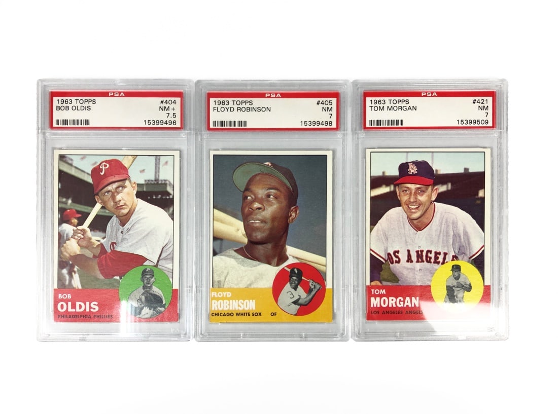 Set of 3 PSA Graded 1963 Topps Baseball Cards (1 of 2)