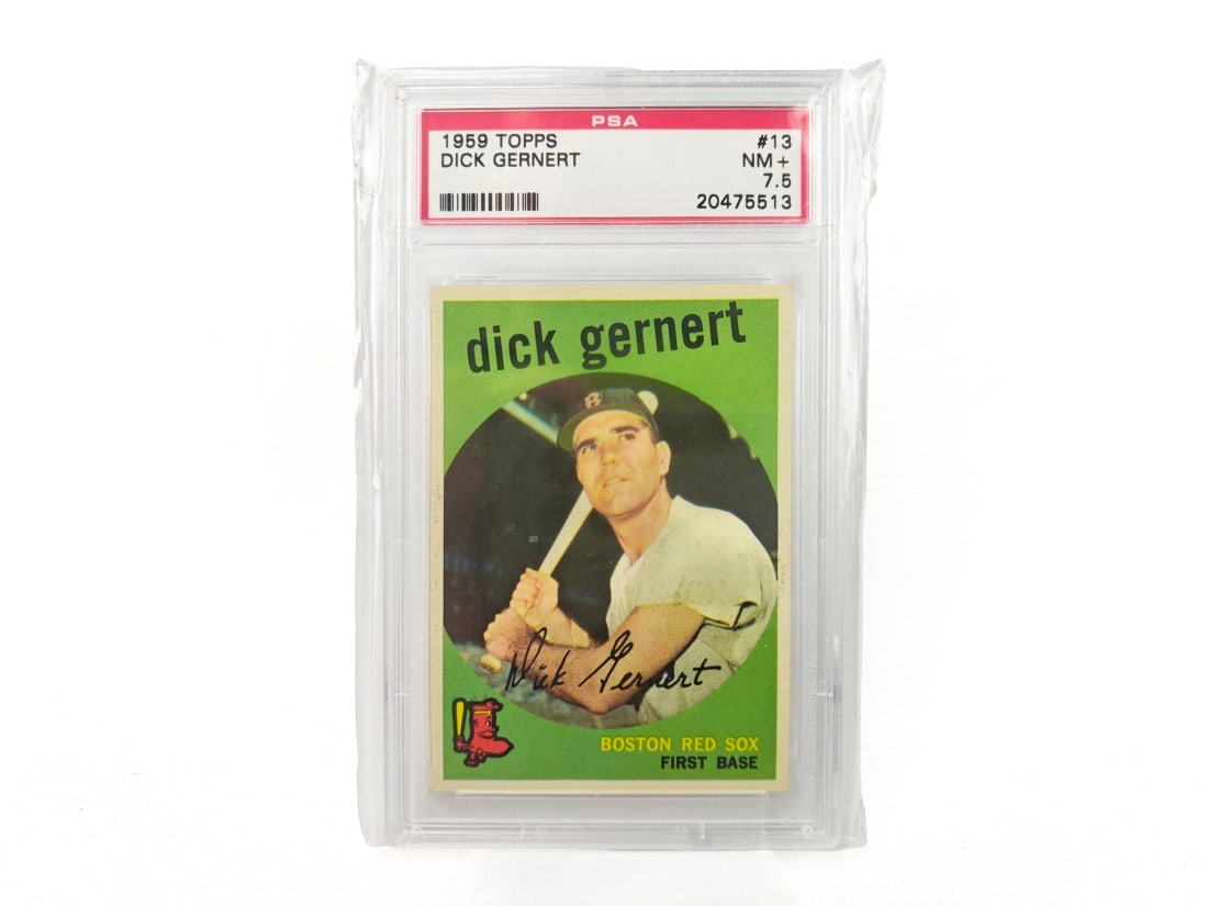 1959 Topps Dick Gernet Baseball Card - PSA 7.5: A Dick Gernet baseball card for the 1959 MLB season by Topps. The card has been slabbed and graded a 7 by PSA.