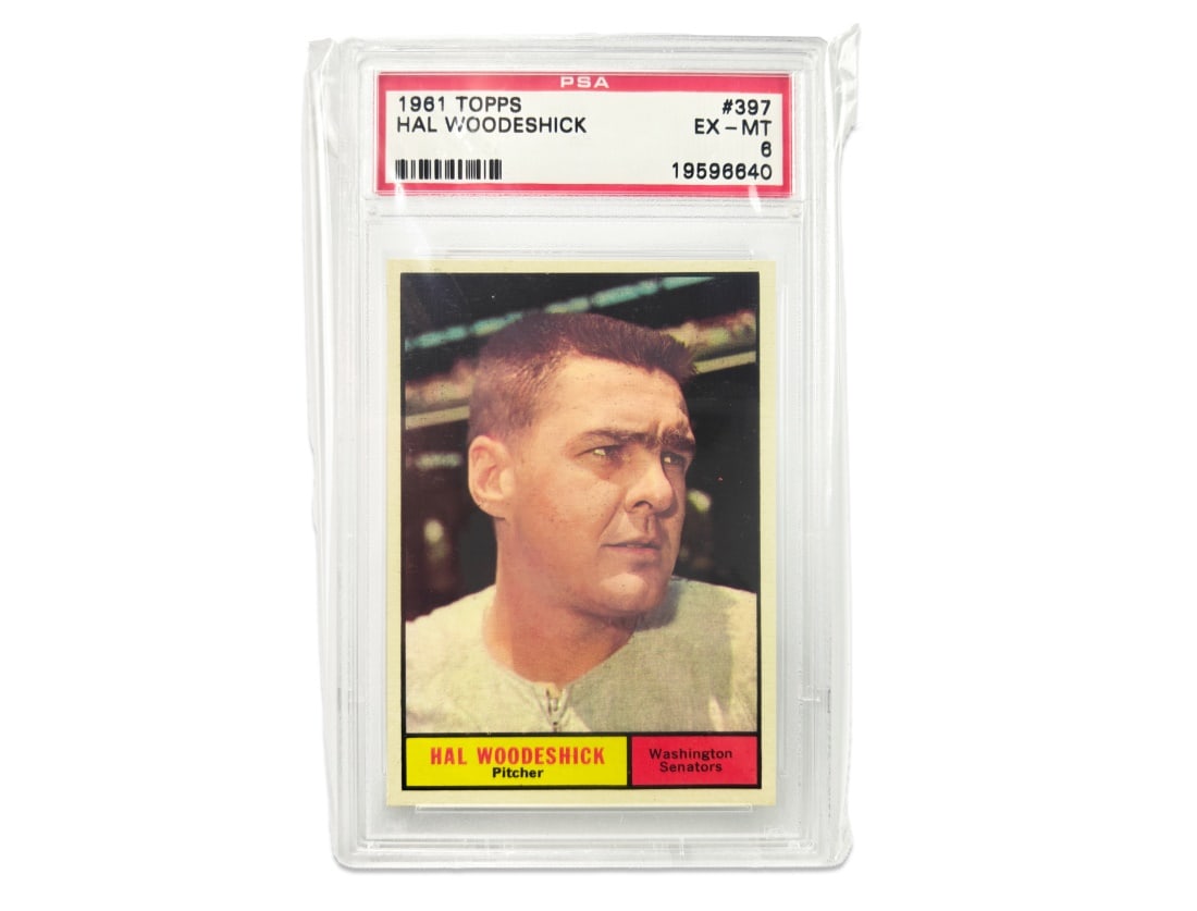 1961 Topps Hal Woodeshick Baseball Card - PSA 6 (1 of 2)