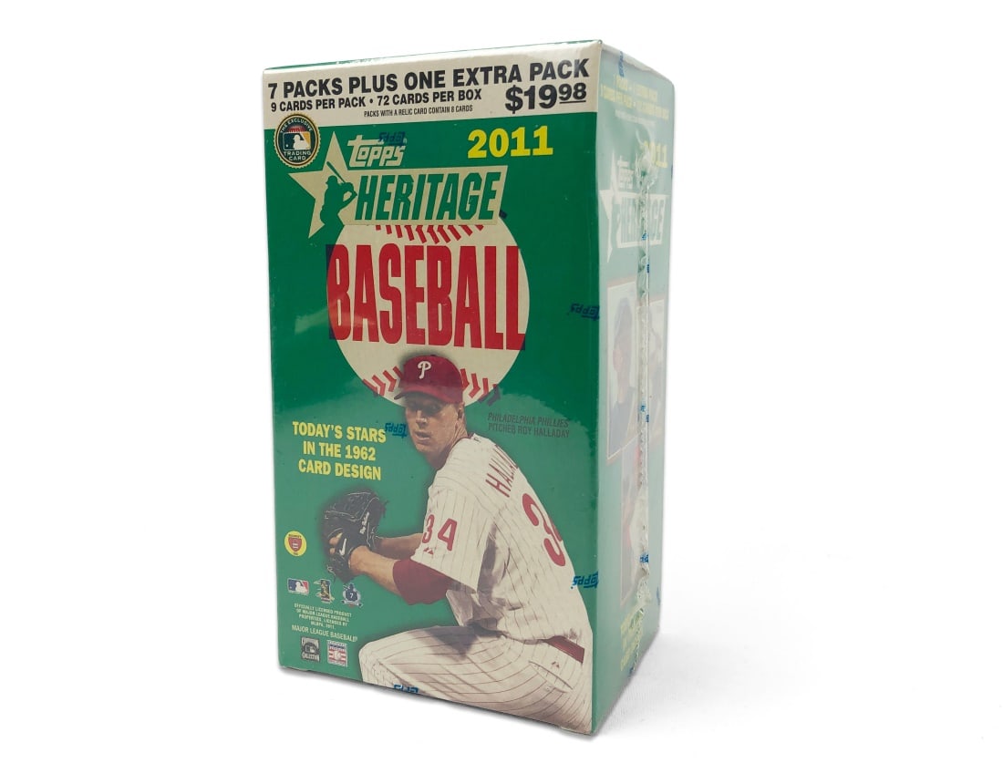 Sealed 2011 Topps Heritage 8-Pack Blaster Box: 2011 Topps Heritage Baseball Retail Blaster Box - Sealed Includes eight packs per box, with nine cards per pack. (72 Total cards)