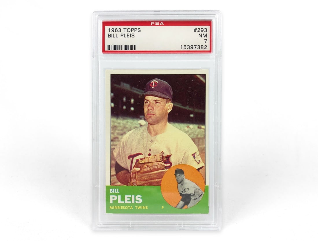 1966 Topps Bill Pleis Baseball Card - PSA 7: A 1966 Bill Pleis MLB baseball card by Topps that has been slabbed and graded a 7 by PSA.