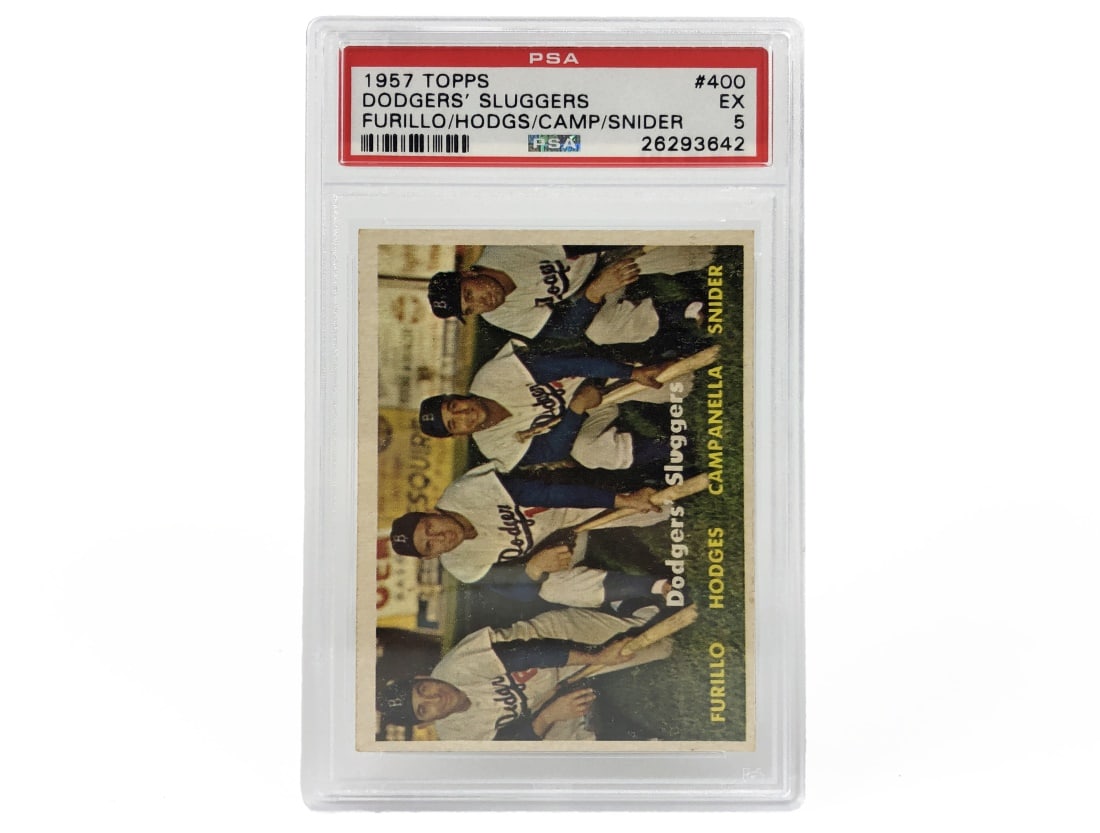 1957 Topps Dodgers Sluggers Baseball Card - PSA 5 (1 of 2)