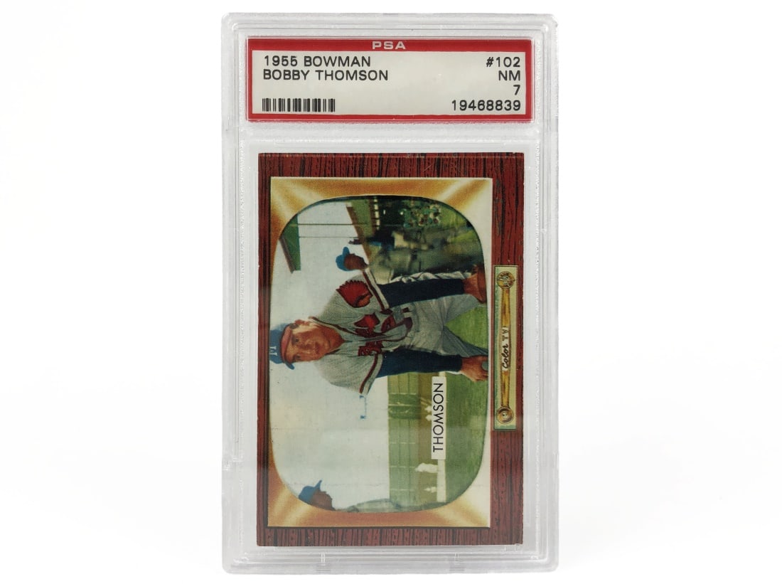 1955 Bowman Bobby Thomas Baseball Card - PSA 7 (1 of 2)