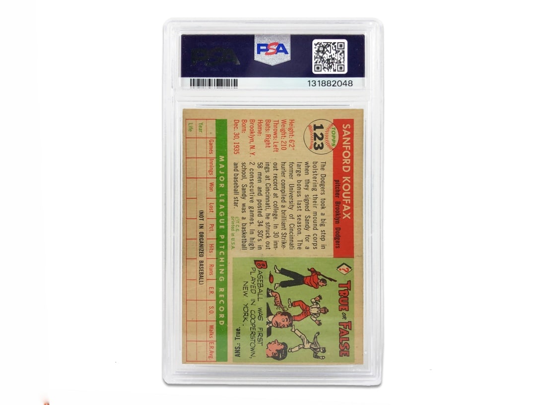 1955 Topps Sandy Koufax Baseball Card - PSA 4 - 3