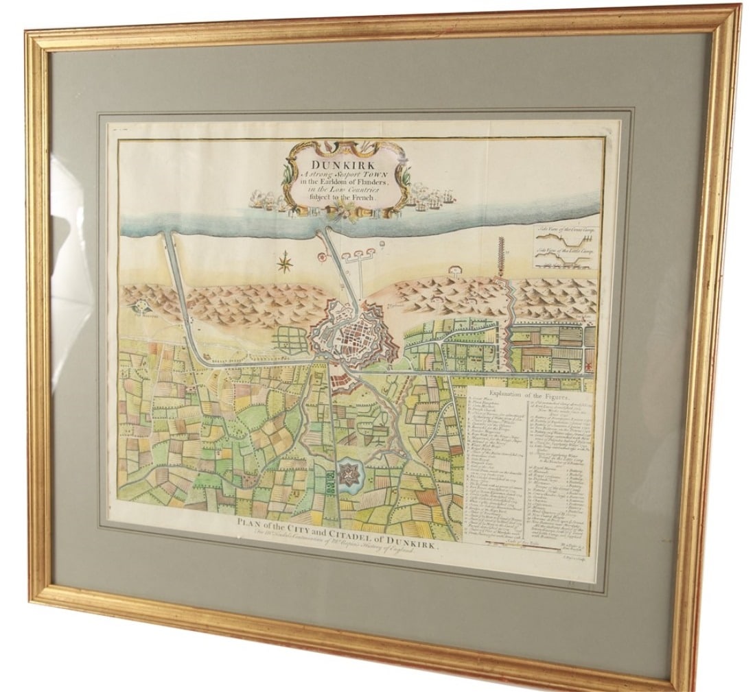 Isaac Basire, "Dunkirk" Hand-Colored Map - 2
