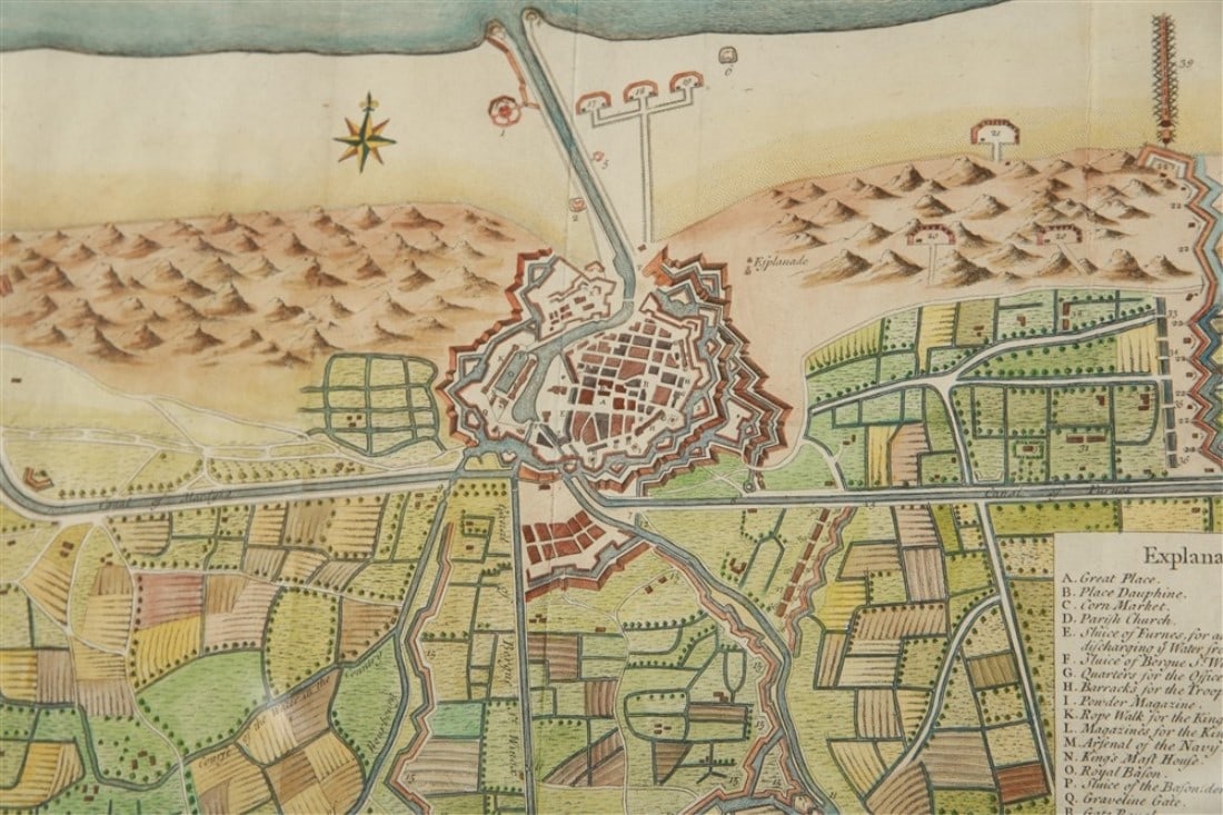 Isaac Basire, "Dunkirk" Hand-Colored Map - 3