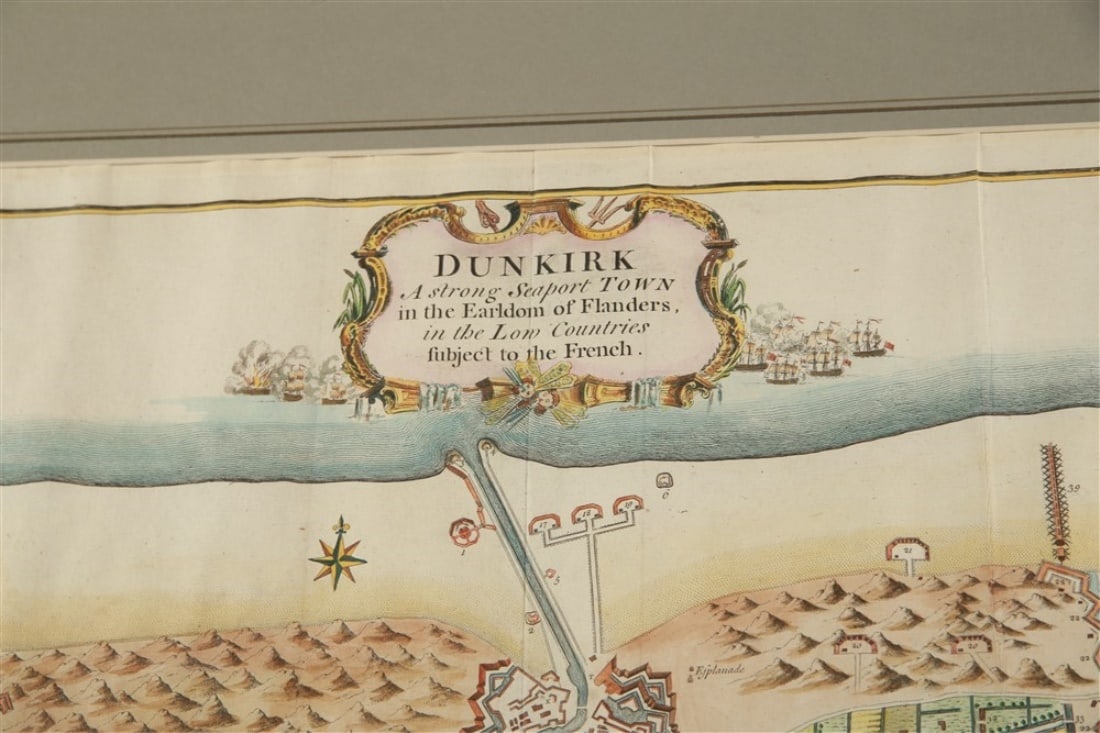 Isaac Basire, "Dunkirk" Hand-Colored Map - 4