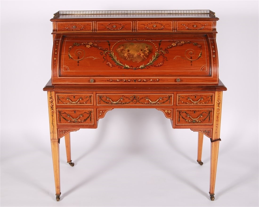 Sheraton Revival Painted Roll-Top Desk (1 of 10)