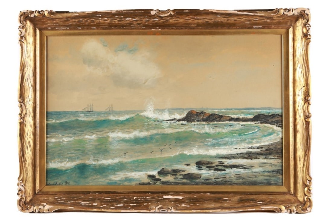 Edmund Darch Lewis, 1902 Watercolor Seascape (1 of 7)