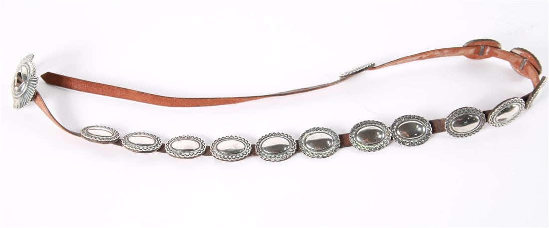 James Reid Ltd., Sterling and Leather Concho Belt (1 of 7)