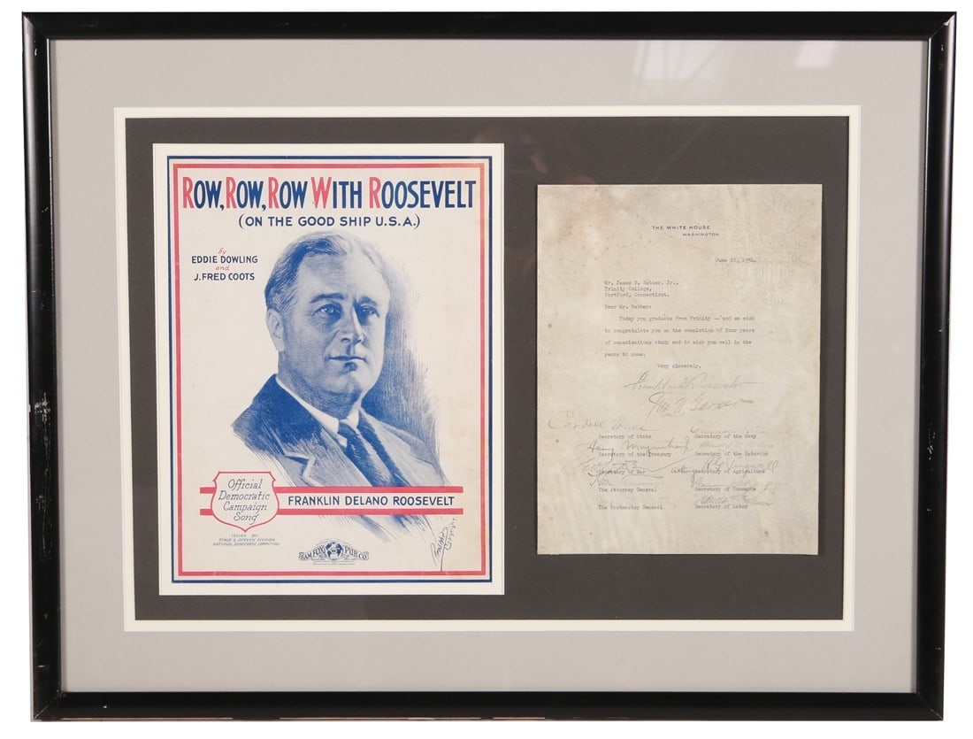 FDR, Framed Letter and Campaign Flyer (1 of 3)