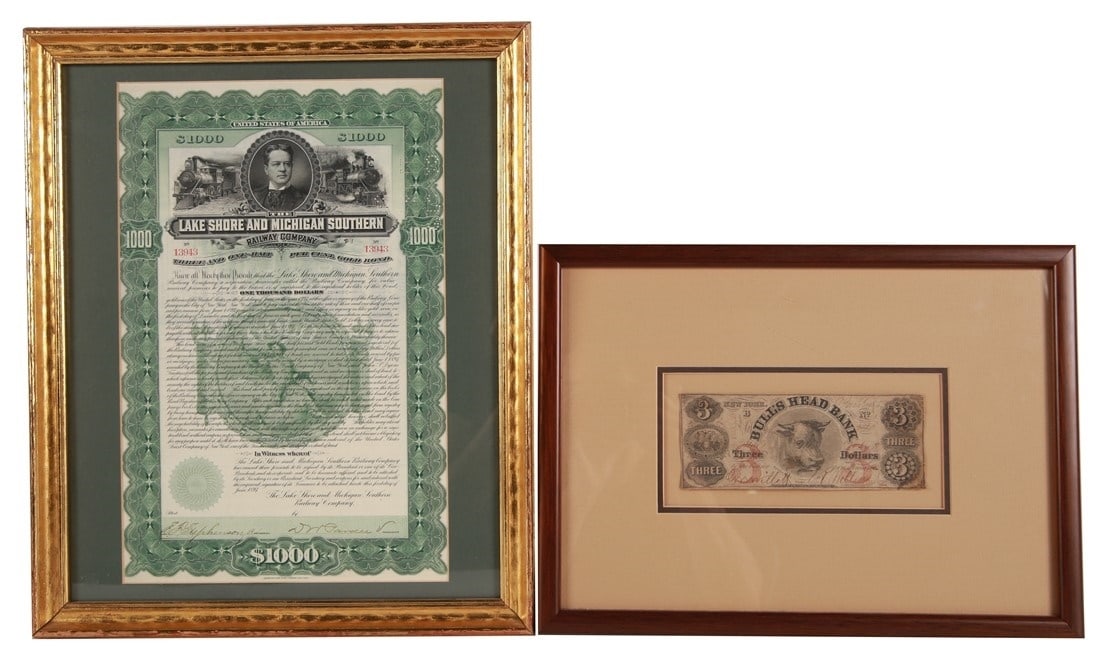 Framed Bank Note and Framed Bond (1 of 5)