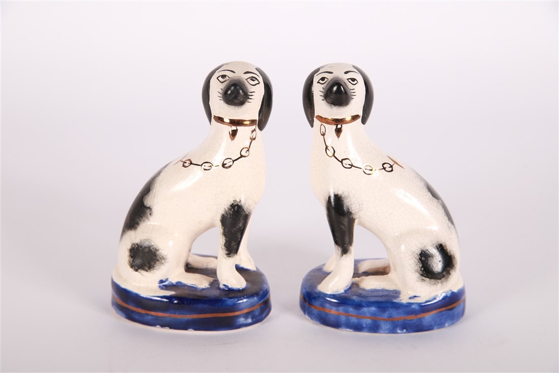Staffordshire, Pair of Dogs on Blue Base (1 of 3)