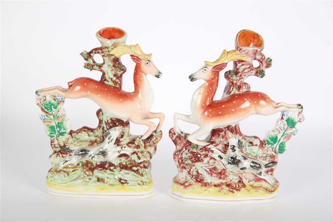 Staffordshire, Stag Spill Vase Pair (1 of 5)