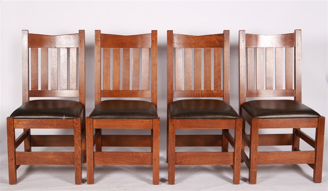 Stickley Furniture, Four Wood Dining Chairs (1 of 7)