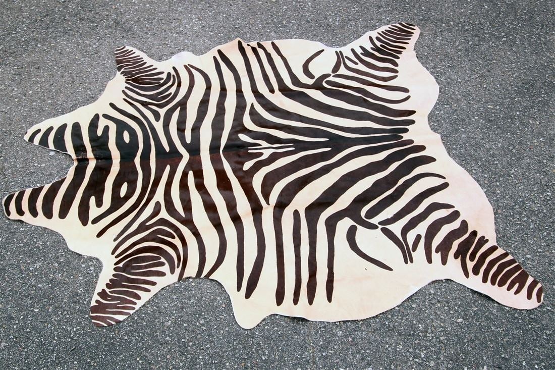 Stenciled Hide Imitation Zebra Skin Rug (1 of 5)