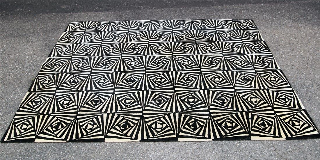 Edward Fields, 1970 Wool Op-Art Rug (1 of 13)