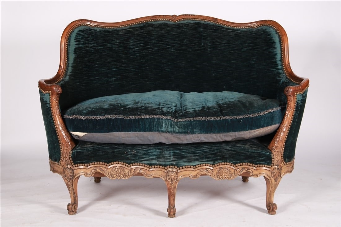 Louis XV Style Velvet Settee (1 of 9)