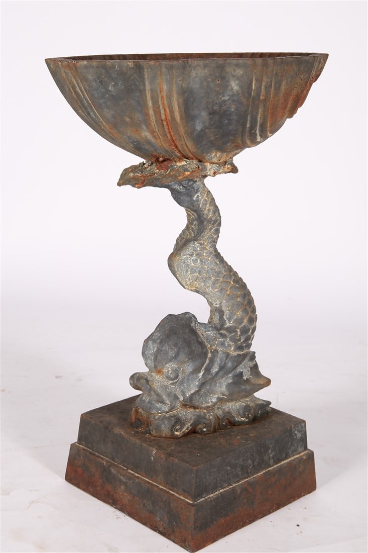 Cast Iron Dolphin Bird Bath (1 of 4)