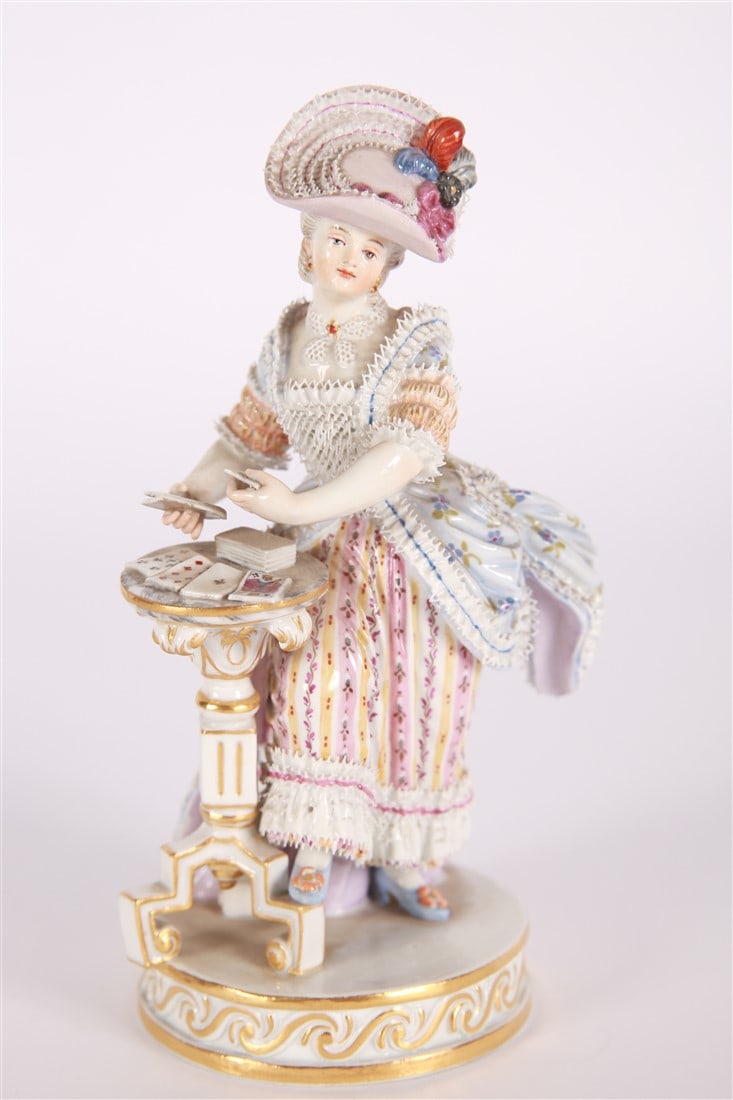 Meissen, Porcelain Lady with Playing Cards (1 of 5)