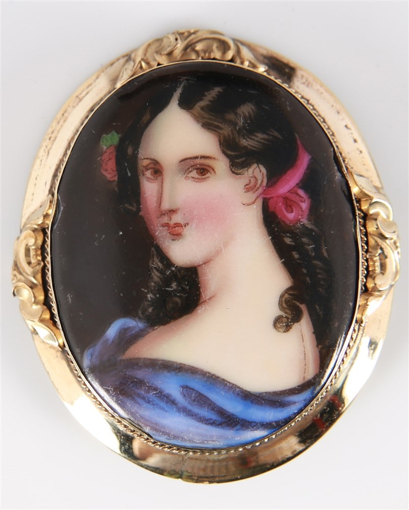 19th Century Porcelain Portrait Brooch (1 of 4)
