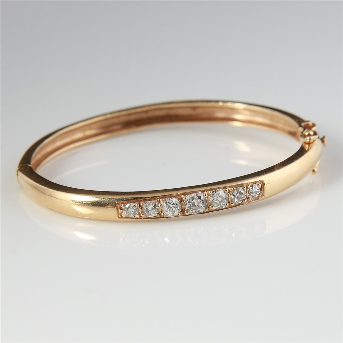 14k Yellow Gold Diamond Bangle Bracelet (1 of 8)